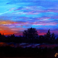 Burning sky - acrylic painting