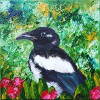 Magpie - acrylic painting